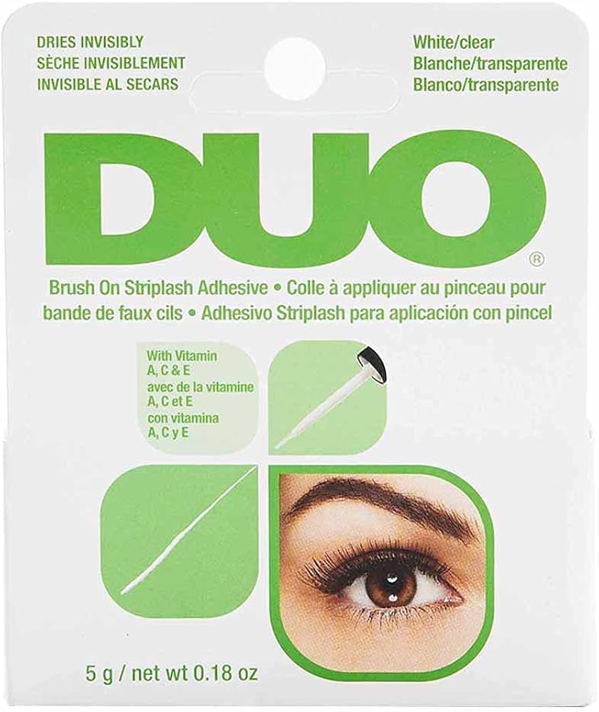 Pegamento pestañas verde DUO – Adhesivo para pestañas con pincel, formulado con vitaminas A, C y E